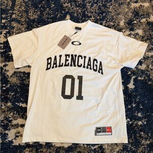 Balenciaga White Oversized basketball Jersey Tee - Size M